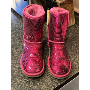 UGG Hot Pink Sequin Classic Short Boots